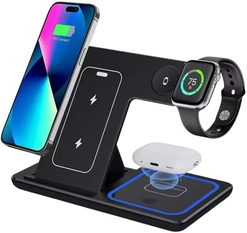 Chargeur Sans Fil 3 en 1 Pliable 15W – Téléphone + Écouteurs + Montre | Beechain F187