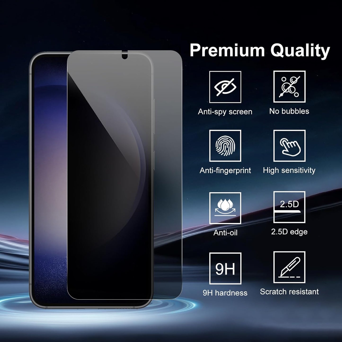 Verre Trempé Anti-Espion pour Samsung Galaxy S23 + 1 Protection Camera Objectif