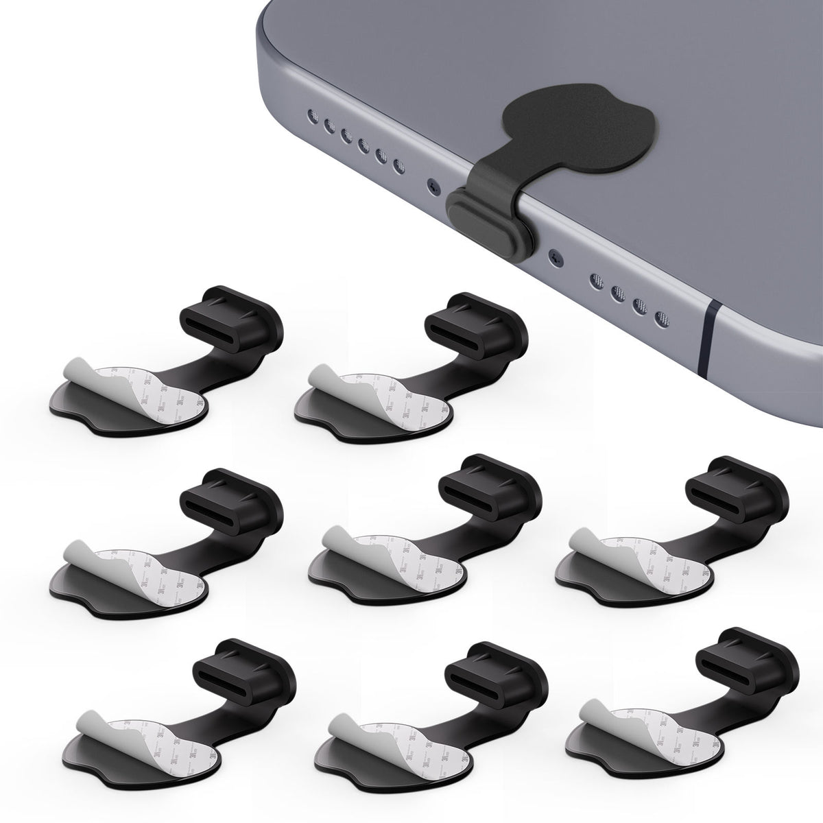 Cache anti-poussière USB-C et Lightning - pack de caches noirs