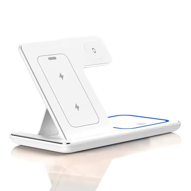 Chargeur Sans Fil 3 en 1 Pliable 15W – Téléphone + Écouteurs + Montre | Beechain F187