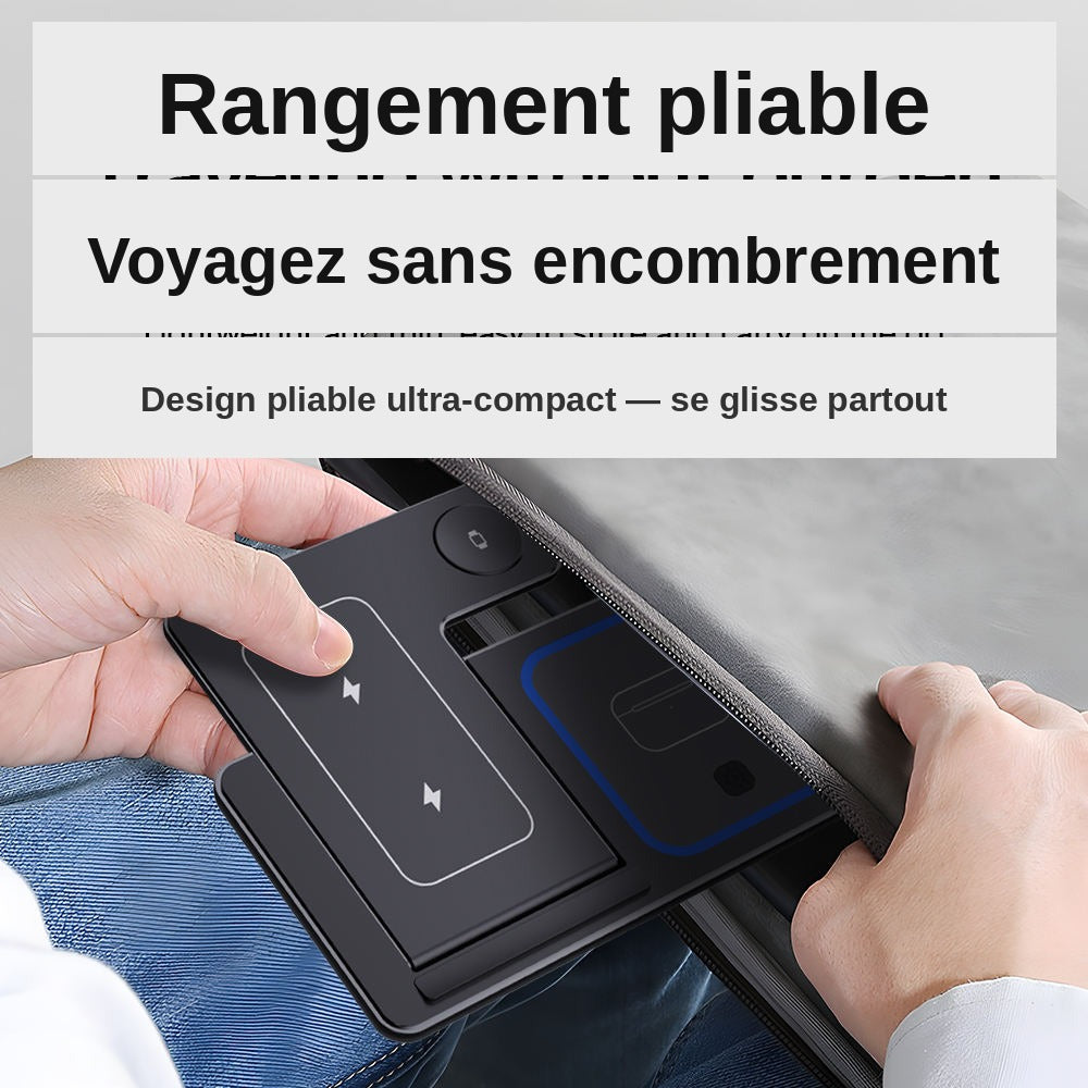 Chargeur Sans Fil 3 en 1 Pliable 15W – Téléphone + Écouteurs + Montre | Beechain F187