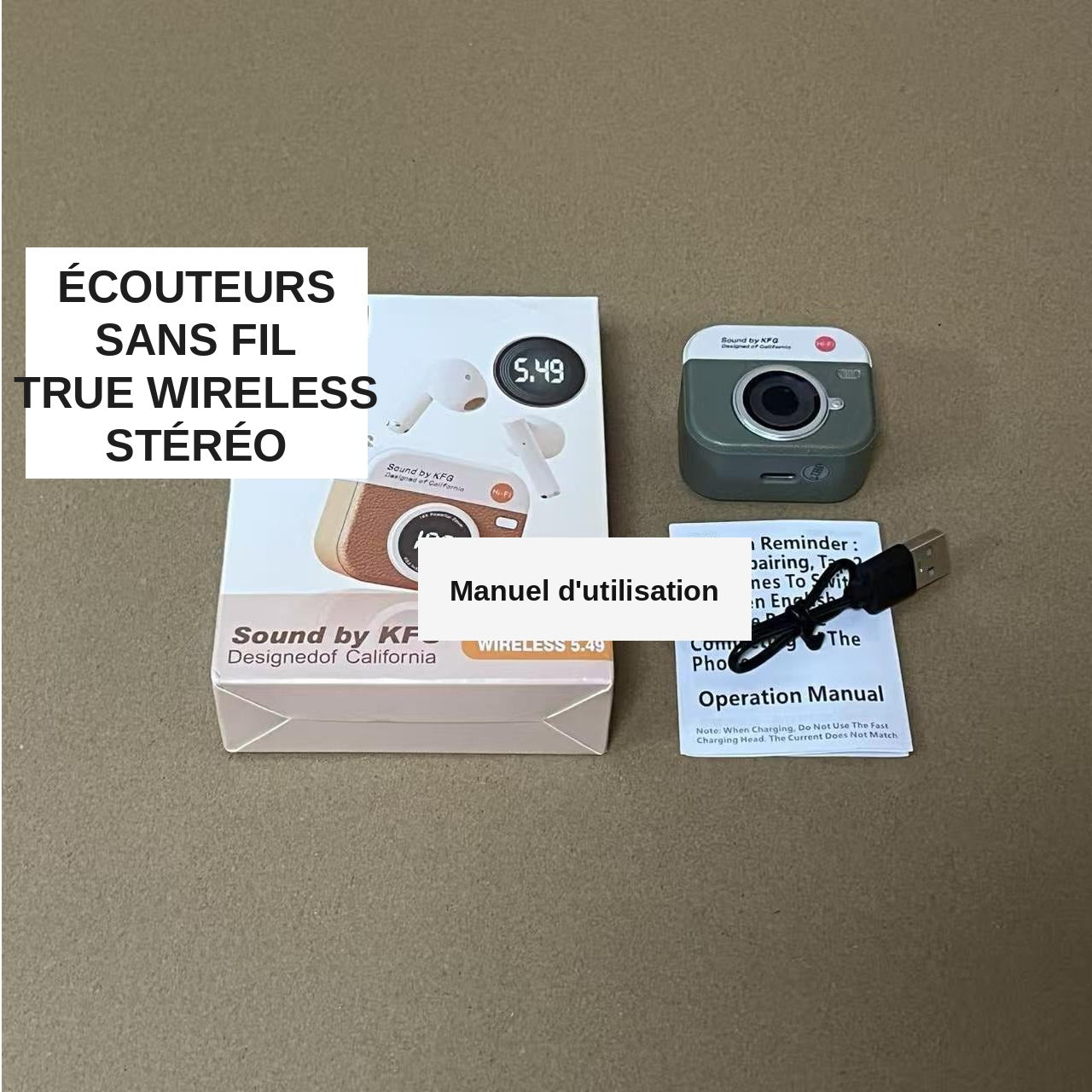 Écouteurs Sans Fil Q86 – Design Vintage, ANC, Bluetooth 5.4, IPX5 | True Wireless