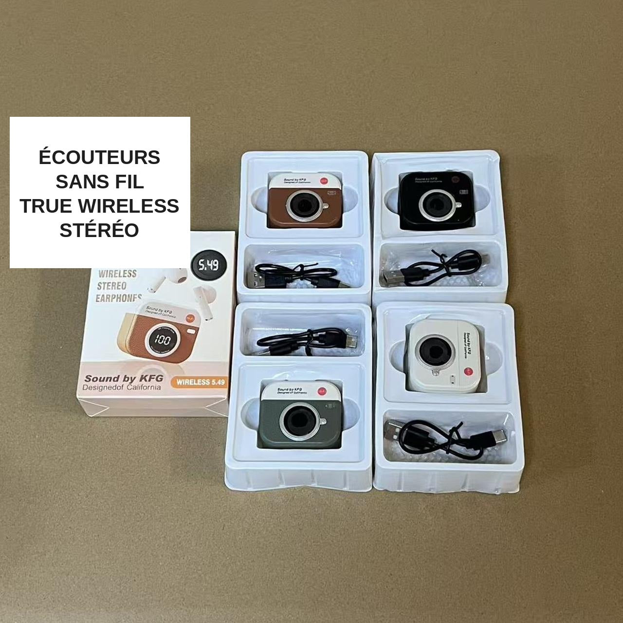 Écouteurs Sans Fil Q86 – Design Vintage, ANC, Bluetooth 5.4, IPX5 | True Wireless